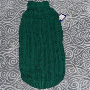 Dog Cable Knit Sweater by Top Paw in Green. XL NWT